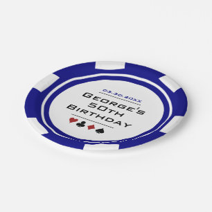 Assiettes En Carton Casino Poker Chip Blue White Las Vegas Anniversair