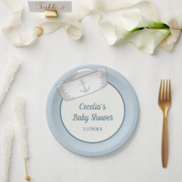 Assiettes En Carton Casquette de mer Boy Baby shower nautique
