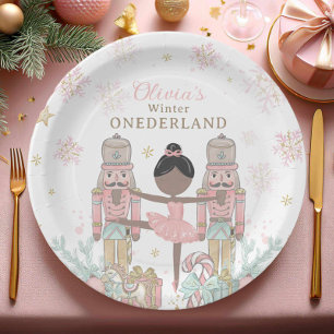 Assiettes En Carton Casse-Noisette Rose Hiver Onederland 1er Anniversa