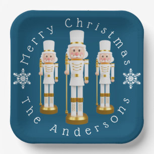 Assiettes En Carton Casse-noix personnalisés blanc et or