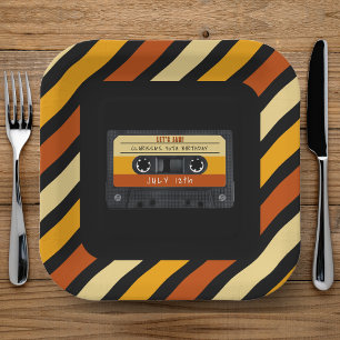 Assiettes En Carton Cassette Bande Rétro Anniversaire Fête