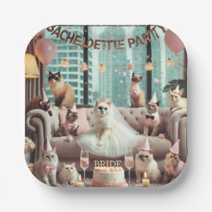 Assiettes En Carton Cat Bachelorette Party en thème rose