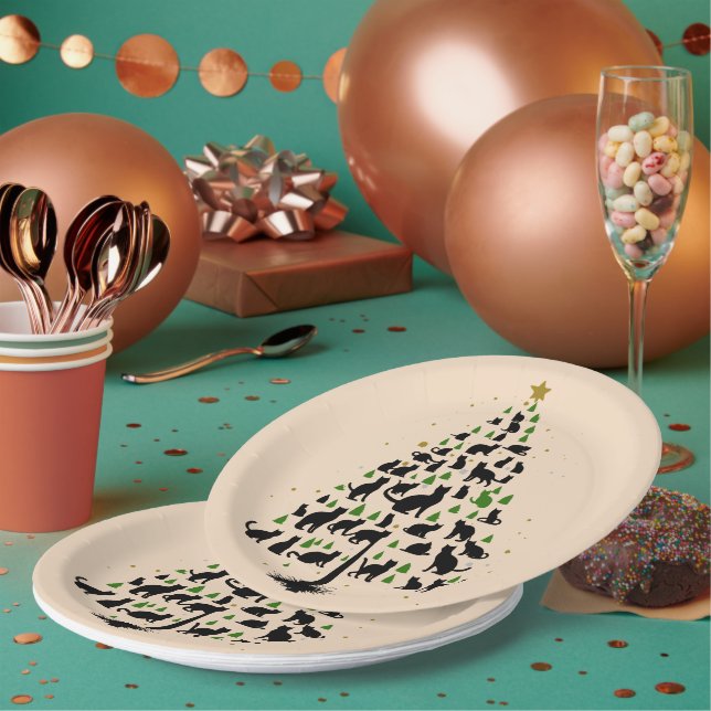 Assiettes En Carton Cat Lover Christmas Tree 2 (Multi)