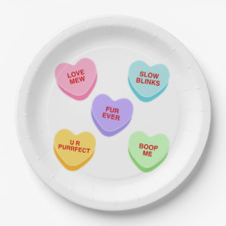 Assiettes En Carton Cat Valentine Candy Coeurs Plaques en papier