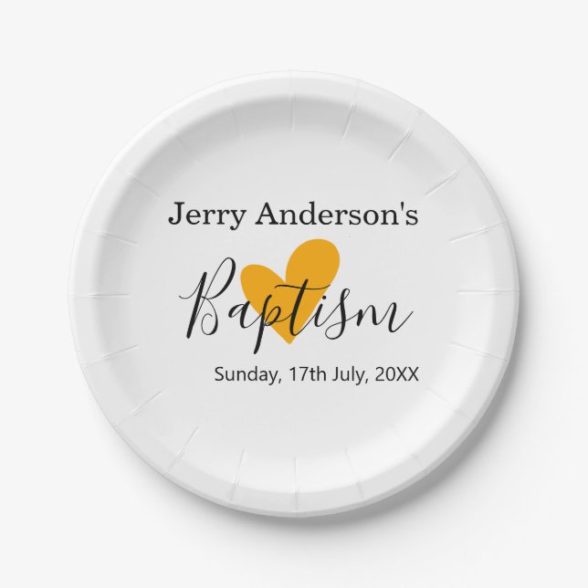 Assiettes En Carton Catholic baptism kids modern simple QR minimal (Devant)