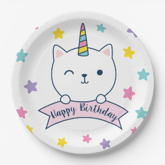 Assiettes En Carton Caticorn | Joyeux Anniversaire