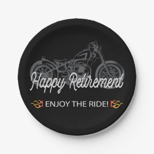 Assiettes En Carton Cavalier heureux de moto de retraite