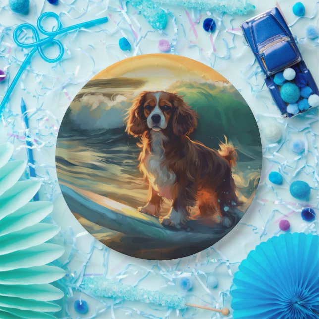 Assiettes En Carton Cavalier King Beach Surf Peinture (Fête)