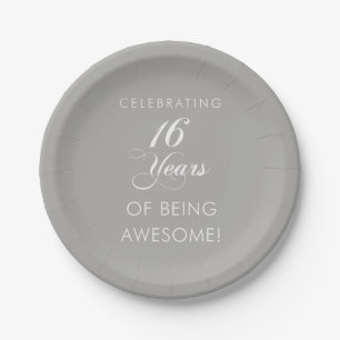 Assiettes En Carton Célébrant 16 ans d'être partie impressionnante