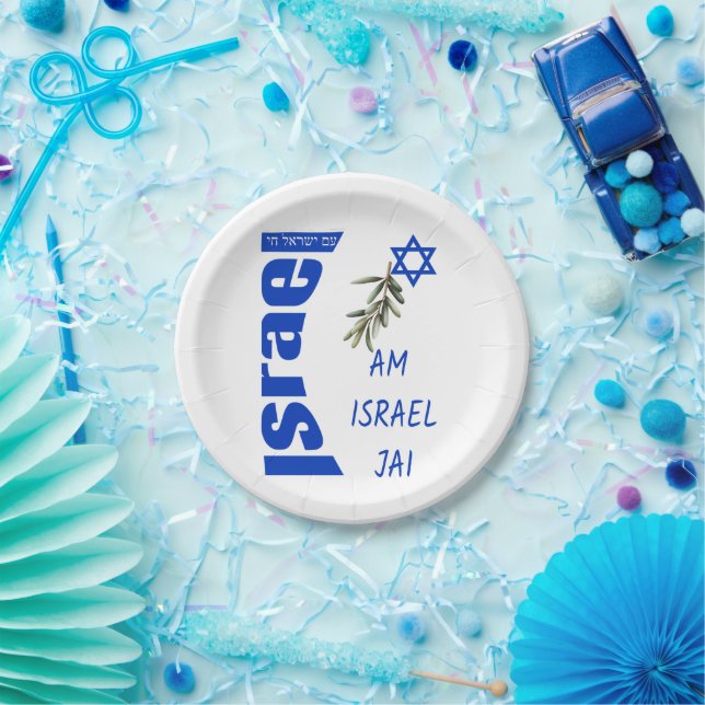 Assiettes En Carton Celebrate Life: Am Israel Jai (Fête)