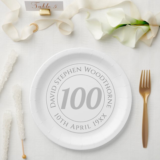 Assiettes En Carton Célébration commémorative du 100e anniversaire (Mariage)