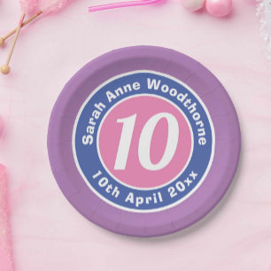 Assiettes En Carton Célébration d'anniversaire d'enfant avec âge