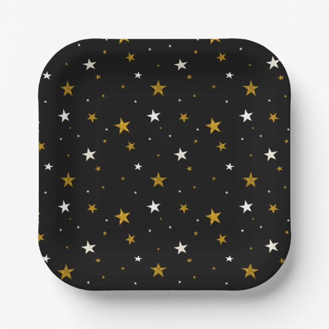 Assiettes En Carton Célébration de la nuit étoilée (Recto)