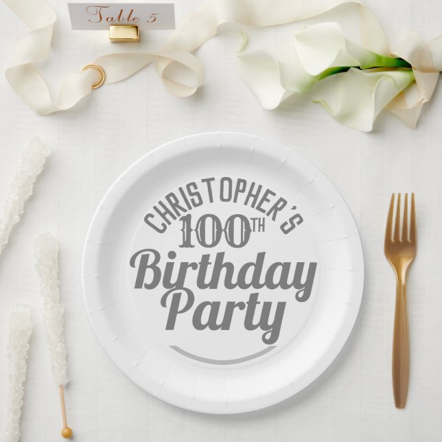 Assiettes En Carton Célébration de l'âge 100e Anniversaire Plaques pap (Mariage)