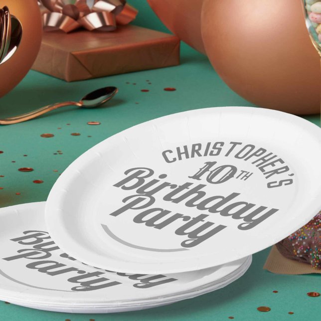 Assiettes En Carton Célébration de l'âge 10e anniversaire Plaques papi (Créateur téléchargé)