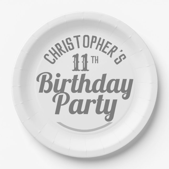 Assiettes En Carton Célébration de l'âge 11e Anniversaire Plaques papi (Devant)