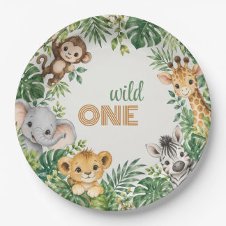 Assiettes En Carton Célébration du 1er anniversaire des bébés animaux