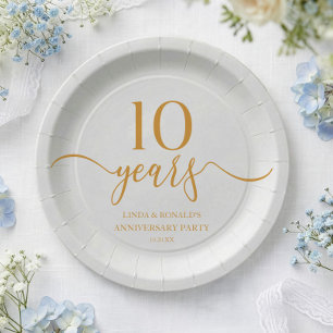 Assiettes En Carton Célébration élégante de Champagne pour 10 ans de m