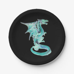 Assiettes En Carton Célébration Thématique Fantastique de Dragon Bleu