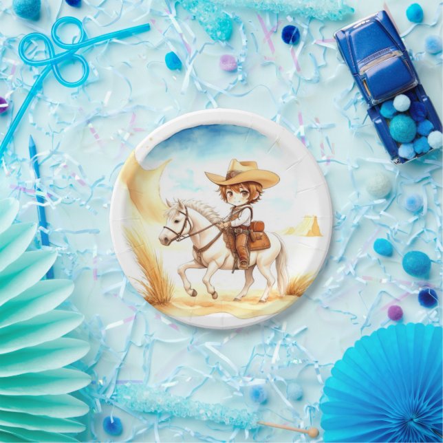 Assiettes En Carton Célébrez le Baby shower Little Cowboy (Fête)