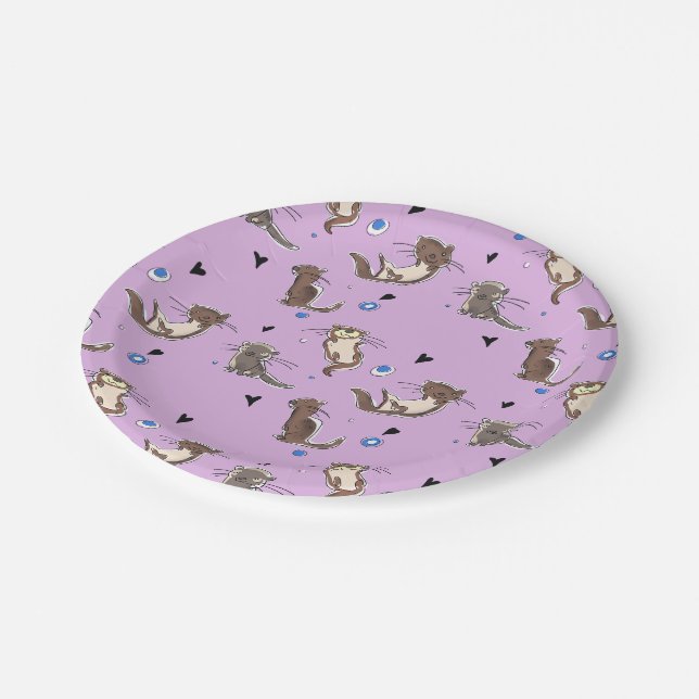 Assiettes En Carton Célébrons avec notre loutre d'ami ! (Angle)