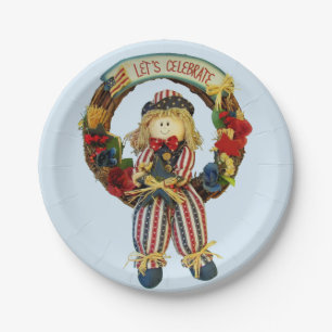Assiettes En Carton Célébrons l'épouvantail patriotique