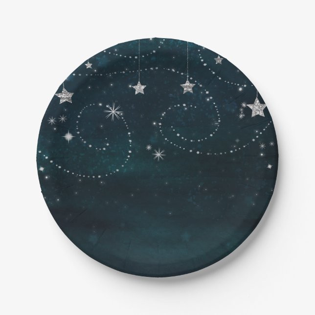 Assiettes En Carton Céleste Starry Sky Swirls Baby shower Party (Devant)