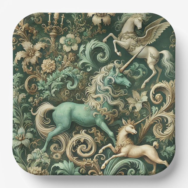 Assiettes En Carton Celestial Equinox – Mythical Unicorn  (Recto)