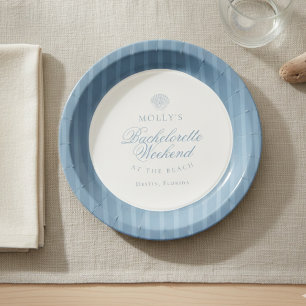 Assiettes En Carton Célibataire à rayures bleues côtières