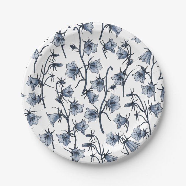 Assiettes En Carton Cellules bleues, Cloches, Bellflowers (Devant)
