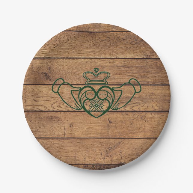 Assiettes En Carton Celtic rustique Claddagh (Devant)