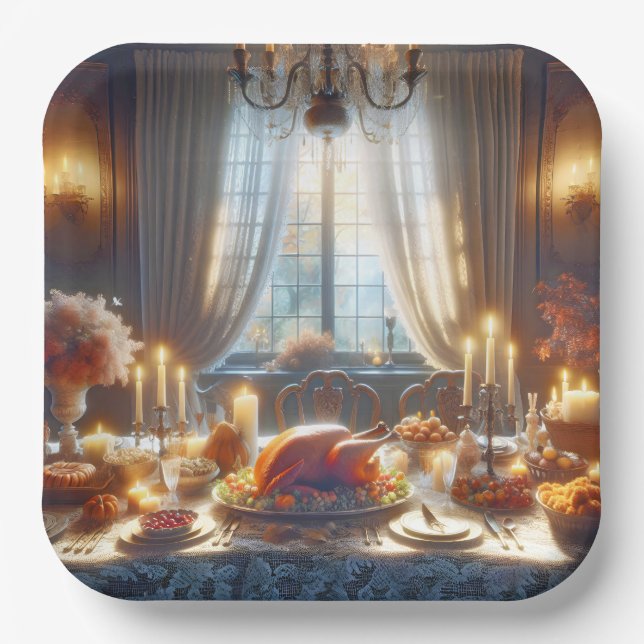 Assiettes En Carton Centre Thankesgiving Turkey (Recto)
