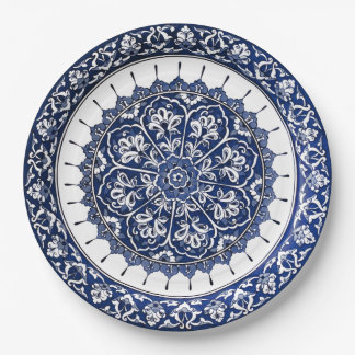 Assiettes En Carton Céramique espagnole de style bleu et blanc