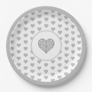Assiettes En Carton Céramique gris dentelle
