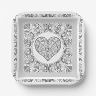 Assiettes En Carton Céramique gris dentelle