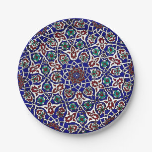 Assiettes En Carton Céramique turque bleue et rouge
