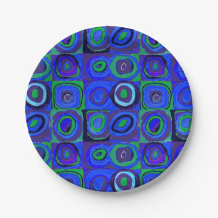 Assiettes En Carton Cercle Carré Kandinsky Farbstudie Blue Quadrate