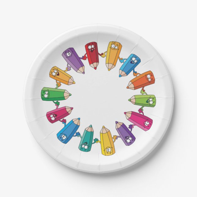 Assiettes En Carton Cercle De Crayons (Devant)