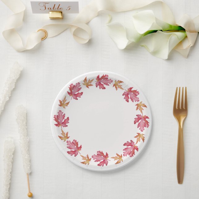 Assiettes En Carton Cercle de feuille (Mariage)