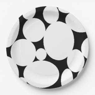 ASSIETTES EN CARTON CERCLES BLANCS