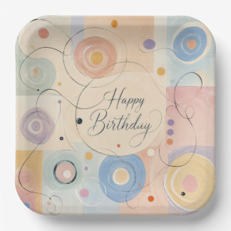 Assiettes En Carton Cercles et Tourbillons Abstraits Modernes au Paste