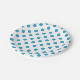 Assiettes En Carton Cercles Pois bleu paon
