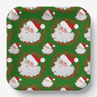Assiettes En Carton Cercles Visages père Noël, Plaques Parties scintil