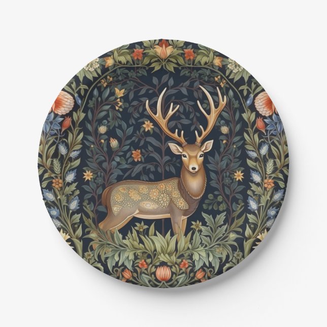 Assiettes En Carton Cerf Art nouveau dans le jardin (Devant)