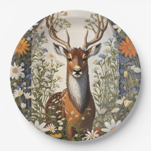 Assiettes En Carton Cerf au milieu de la marguerite