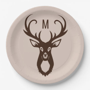 Assiettes En Carton Cerf avec vos plaques de papier Monogram