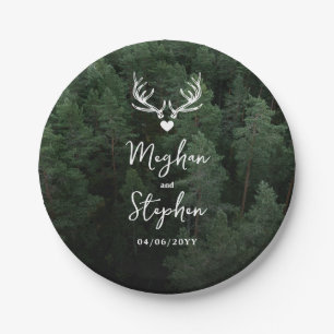 Assiettes En Carton Cerf Bois de Pins Forêt Mariage