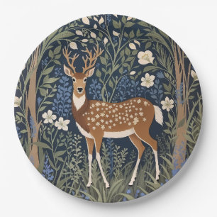 Assiettes En Carton Cerf Dans La Forêt Bluebell William Morris Inspiré