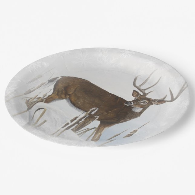 Assiettes En Carton Cerf de Virginie (Angle)
