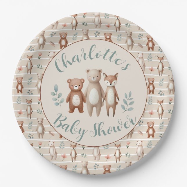 Assiettes En Carton Cerf et ours (Devant)